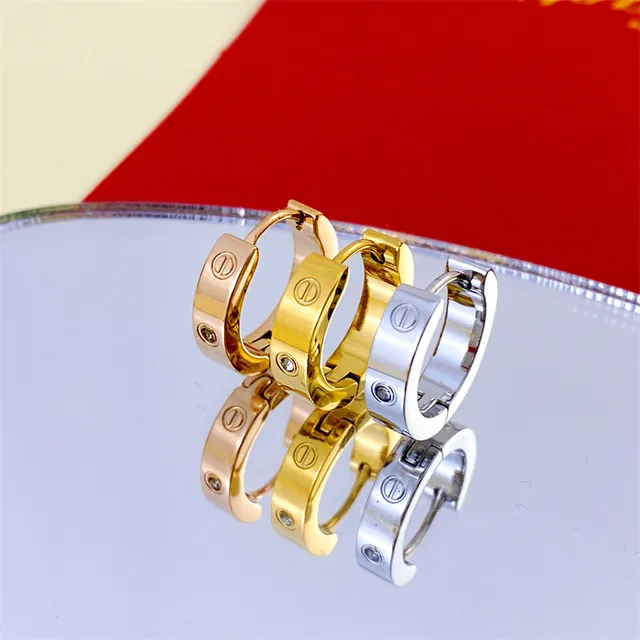 Cartier Love गुलाबी सोना स्क्रू-मोटिफ हिंग्ड हूप कान की बाली 3