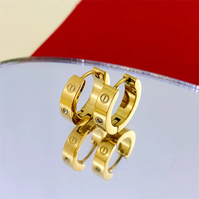 Cartier Love गुलाबी सोना स्क्रू-मोटिफ हिंग्ड हूप कान की बाली 5