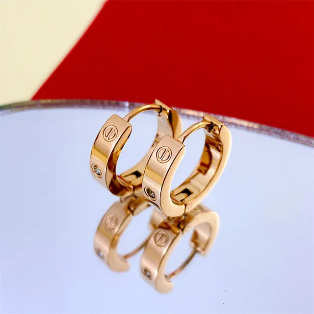 Cartier Love गुलाबी सोना स्क्रू-मोटिफ हिंग्ड हूप कान की बाली 6