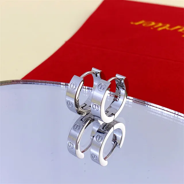 Cartier Love गुलाबी सोना स्क्रू-मोटिफ हिंग्ड हूप कान की बाली 9
