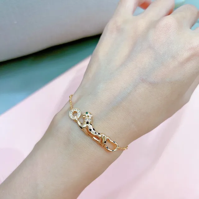 Cartier Panthère Gold Silver Panther Motif Pavé-Set Stones Bracelet 2