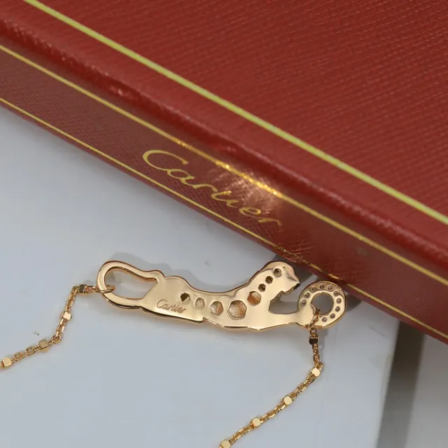 Cartier Panthère Gold Silver Panther Motif Pavé-Set Stones Bracelet 3