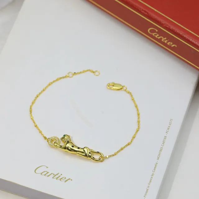 Cartier Panthère Gold Silver Panther Motif Pavé-Set Stones Bracelet 5