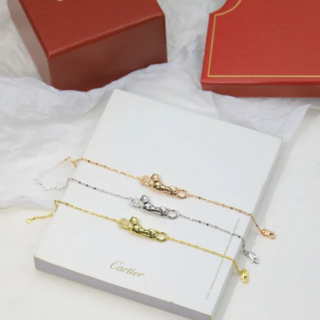 Cartier Panthère Gold Silver Panther Motif Pavé-Set Stones Bracelet 9