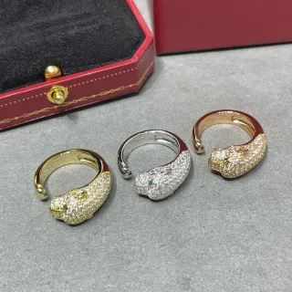 Cartier Panthère Pavé رأس البانثر حلقة مفتوحة