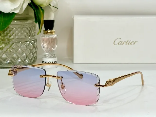 Cartier Panthère Gafas de Sol Sin Marco Gradiente Azul 4