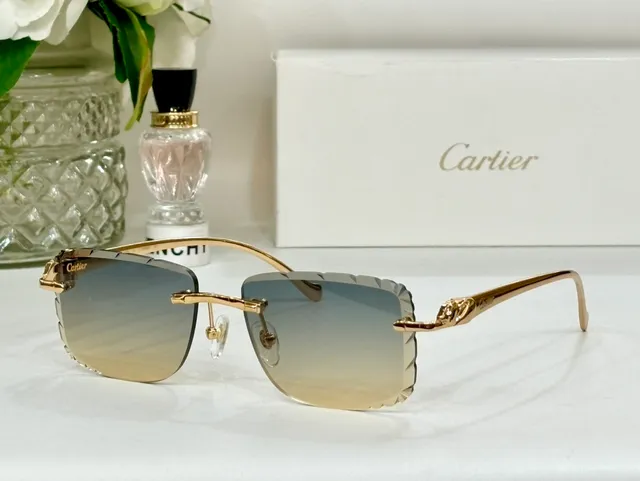 Cartier Panthère Gafas de Sol Sin Marco Gradiente Azul 7