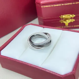 Cartier خاتم فضي أبيض interlocking triple bands Pavé-Set الماسات