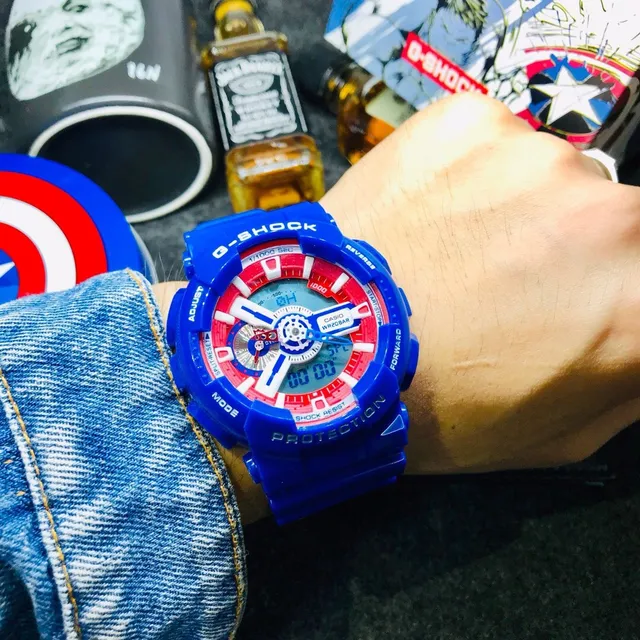 Casio Blue Red Analog-Digital Resin Case Watch 4