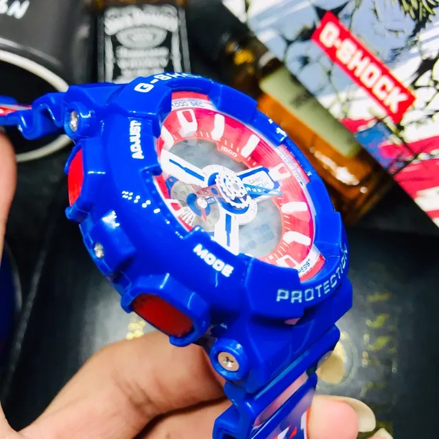 Casio Blue Red Analog-Digital Resin Case Watch 5