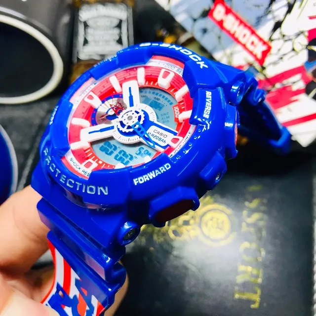 Casio Blue Red Analog-Digital Resin Case Watch 6