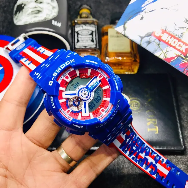Casio Blue Red Analog-Digital Resin Case Watch 9