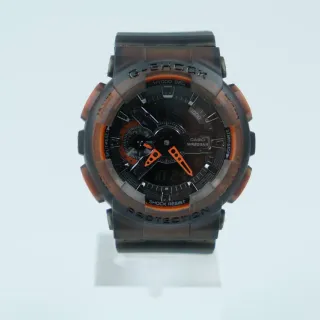 Casio G-Shock GA-100 半透明黑橙色 运动手表