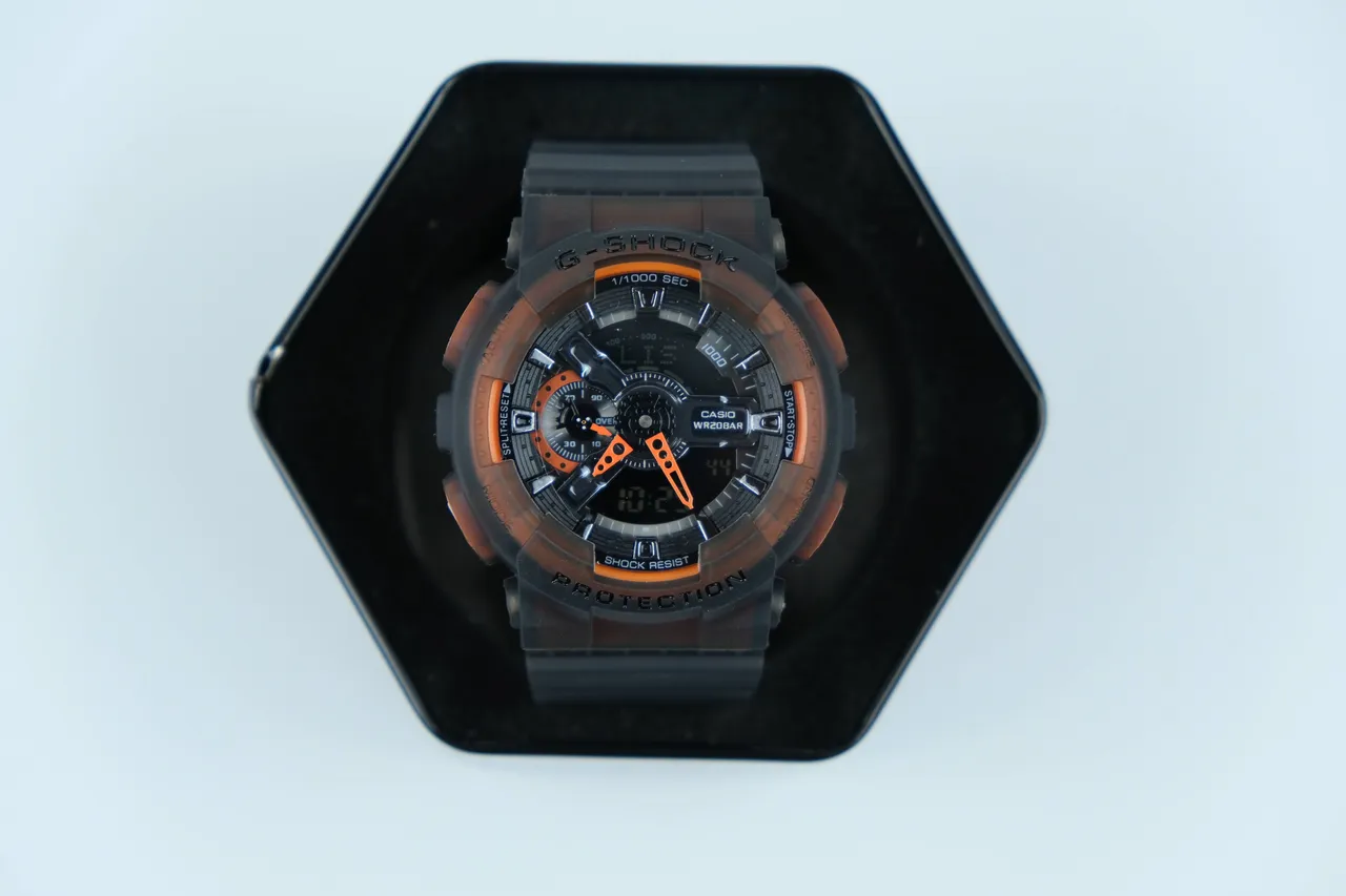 Casio G-Shock GA-100 Translucent Black Orange Sports Watch 2