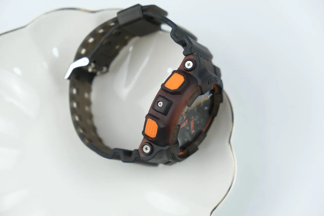 Casio G-Shock GA-100 Translucent Black Orange Sports Watch 4