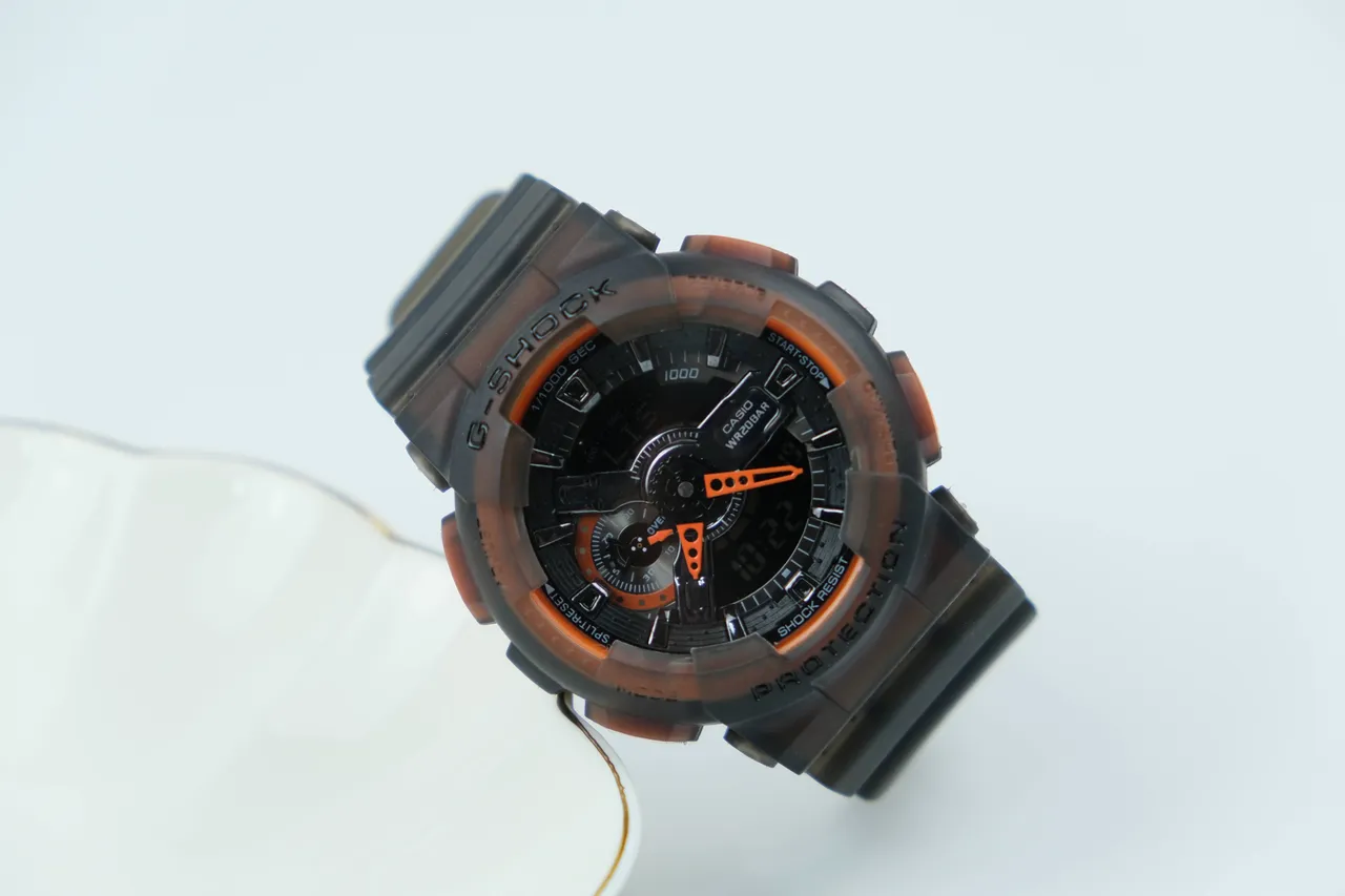 Casio G-Shock GA-100 Translucent Black Orange Sports Watch 5