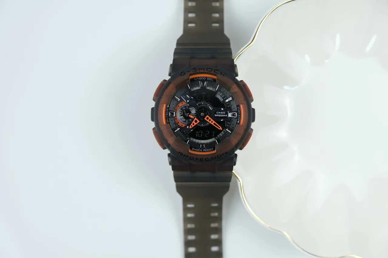 Casio G-Shock GA-100 Translucent Black Orange Sports Watch 6