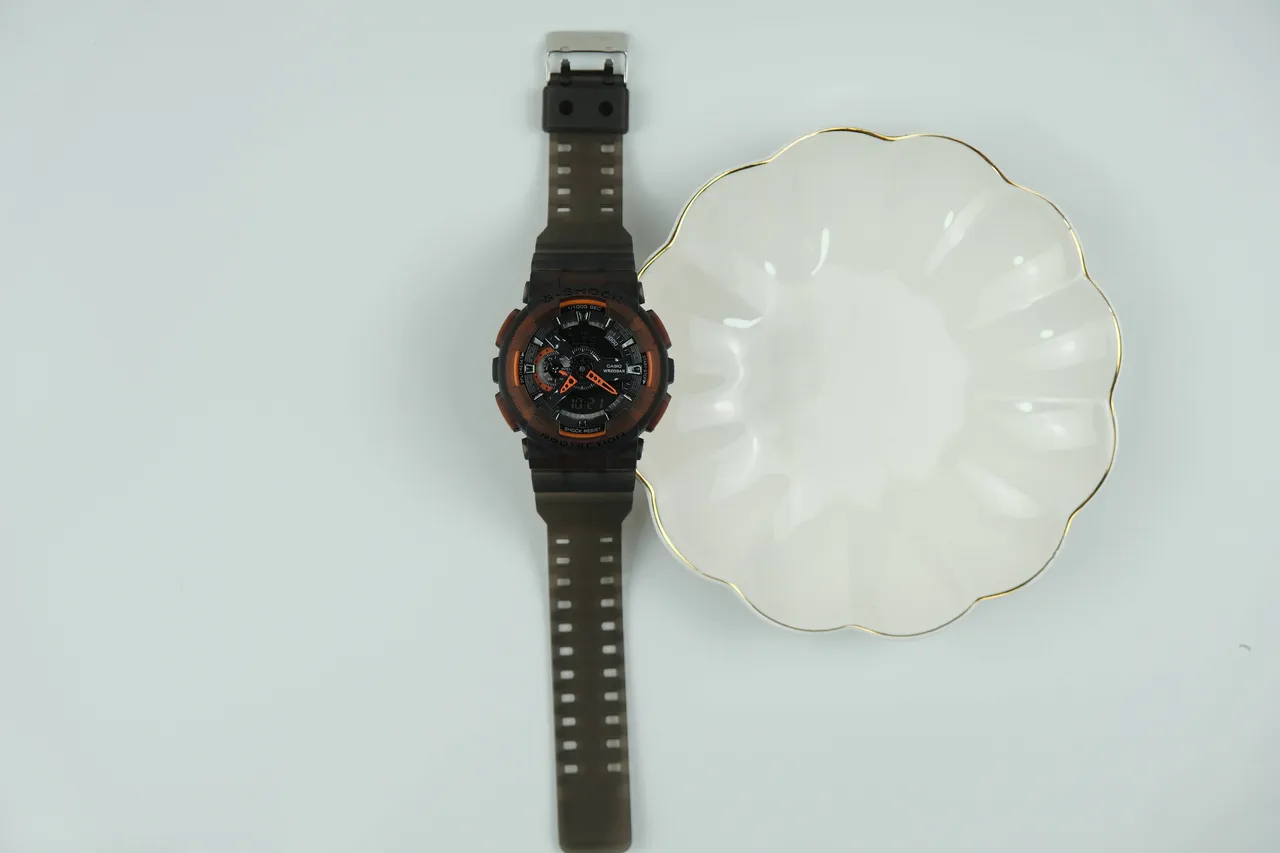 Casio G-Shock GA-100 Translucent Black Orange Sports Watch 7