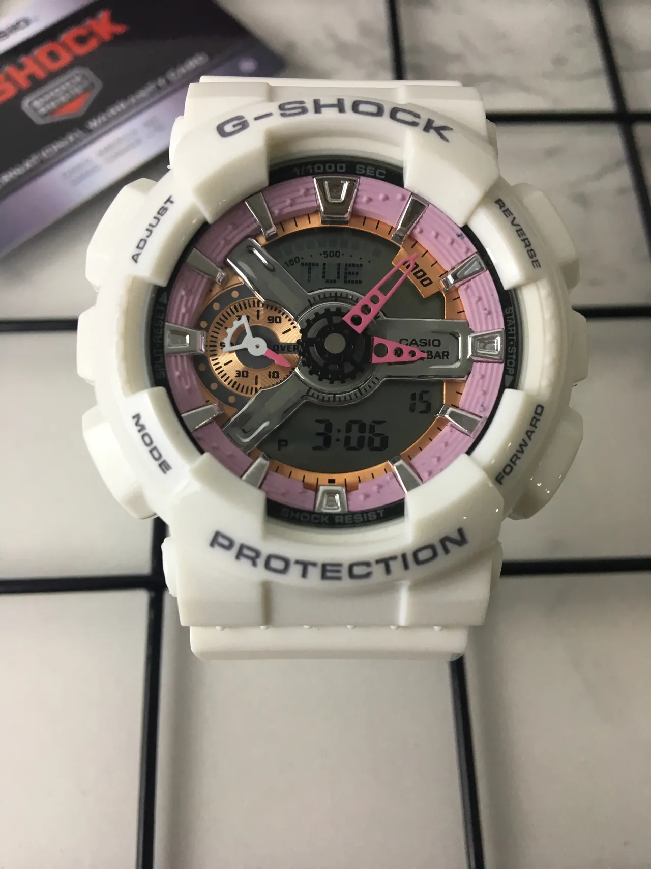 Casio G-Shock GA-110 White and Pink Sports Watch 3