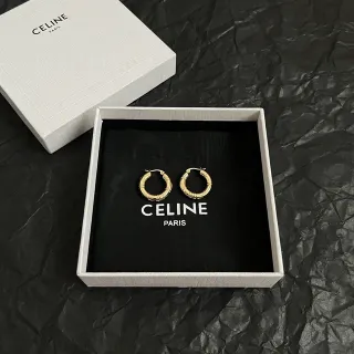 Celine बांस-टेक्स्चर्ड हूप गोल्ड ब्लैक सेगमेंटेड ईयररिंग्स