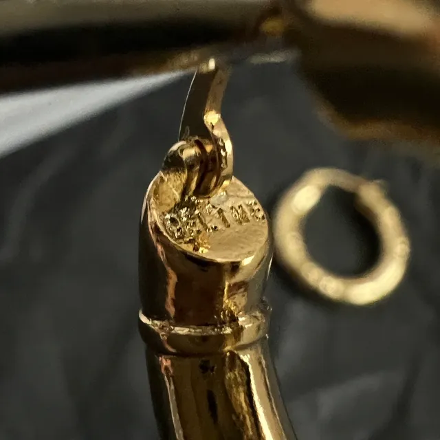 Celine Créoles Texturées Bambou Or Noir Segmentées 2
