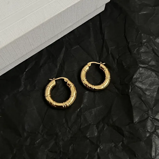 Celine Créoles Texturées Bambou Or Noir Segmentées 3