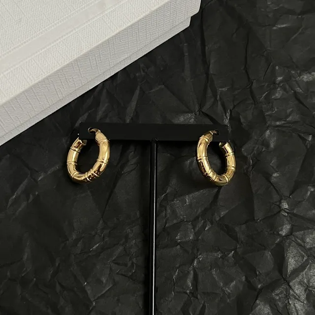 Celine Créoles Texturées Bambou Or Noir Segmentées 4