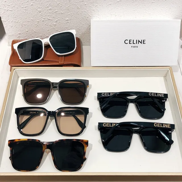 Celine CT-01 Óculos de sol pretos marrons com armação quadrada de acetato grosso frontal 3