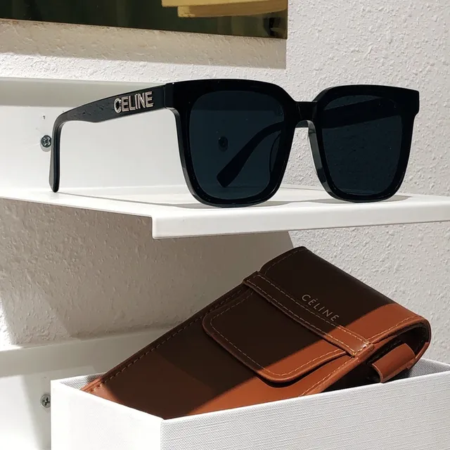 Celine CT-01 Óculos de sol pretos marrons com armação quadrada de acetato grosso frontal 5