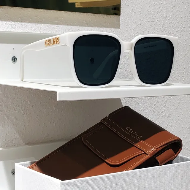 Celine CT-01 Óculos de sol pretos marrons com armação quadrada de acetato grosso frontal 7