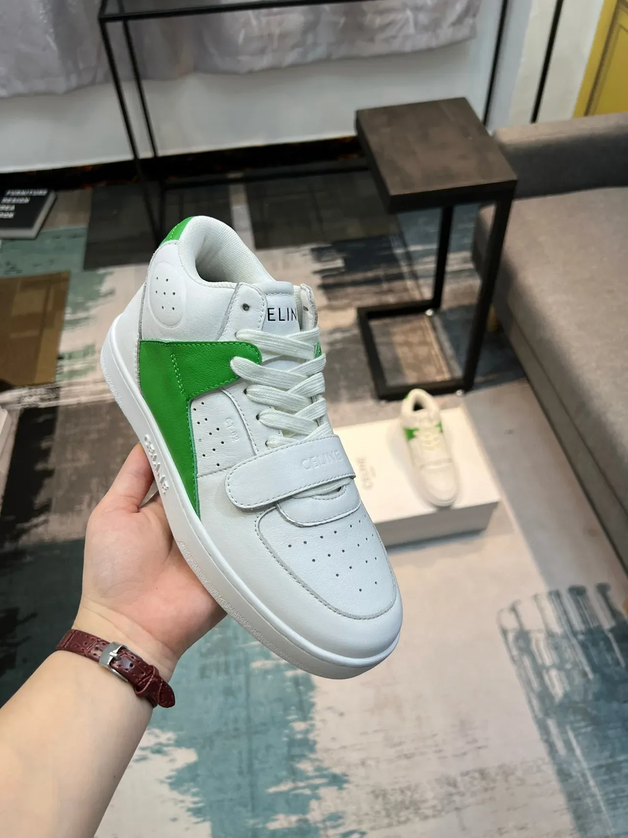Celine CT-01 白色和绿色生活方式运动鞋 5