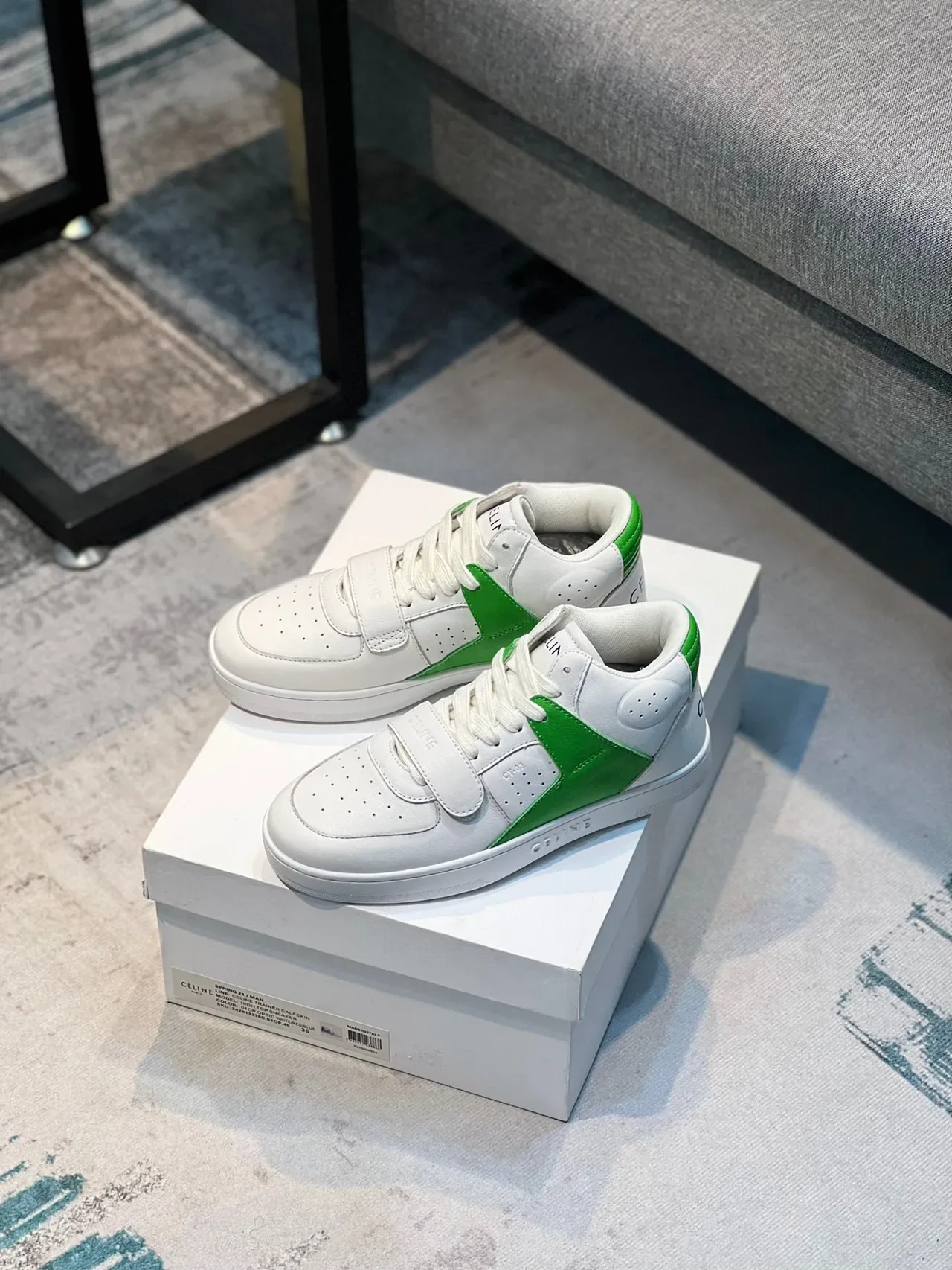 Celine CT-01 白色和绿色生活方式运动鞋 6