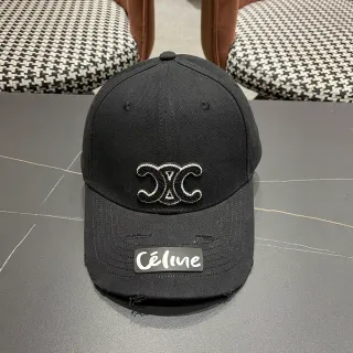 Céline 绣花 Double-C Logo 黑色棒球帽