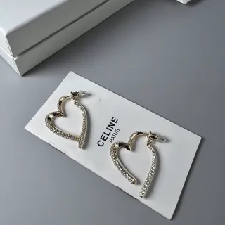 Celine Heart-Shaped Pavé Crystal Gold-Tone Earrings