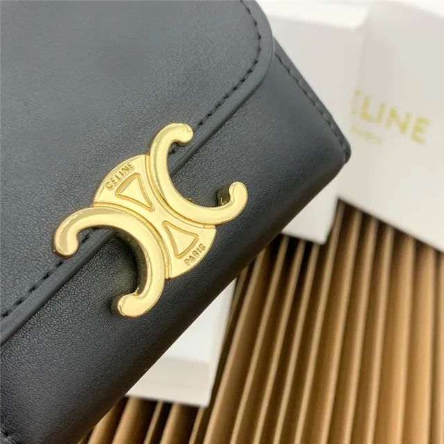 Celine Triomphe Multicolore Flap Pliable Fermoir Doré Petit Portefeuille 13