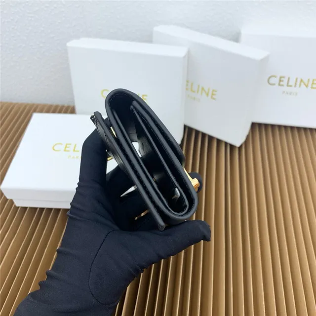 Celine Triomphe Multicolore Flap Pliable Fermoir Doré Petit Portefeuille 17