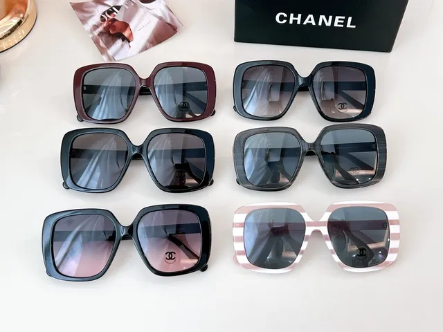 Chanel Black Purple Oversized Square Frame Thick Acetate Temples Sunglasses 3