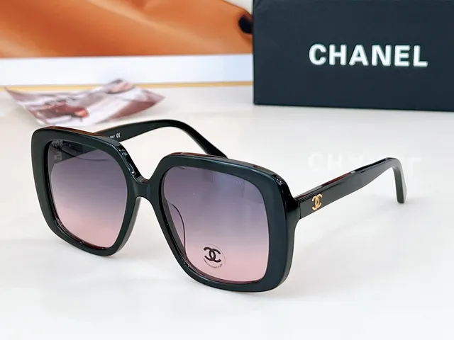 Chanel Black Purple Oversized Square Frame Thick Acetate Temples Sunglasses 7