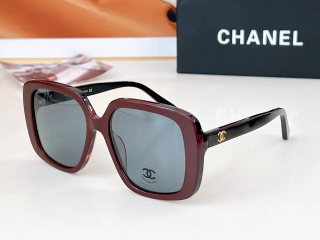 Chanel Black Purple Oversized Square Frame Thick Acetate Temples Sunglasses 8