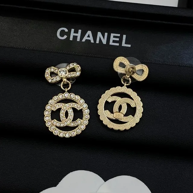 Chanel Bow and CC Crystal Drop Earrings 2