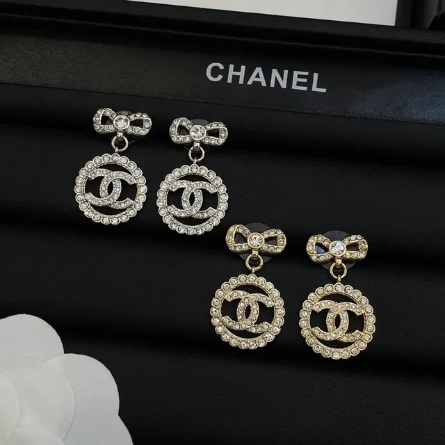 Chanel Bow and CC Crystal Drop Earrings 6