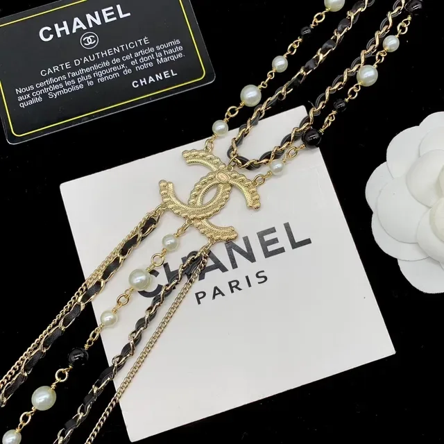 Chanel CC Logo Pearl and Chain Layered Necklace 2