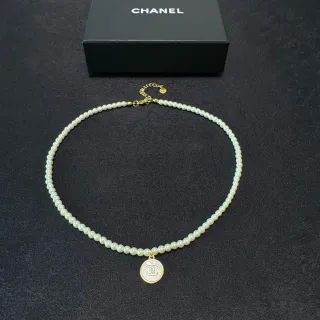 Chanel CC لؤلؤ قلادة White Gold Strand Hardware Necklace