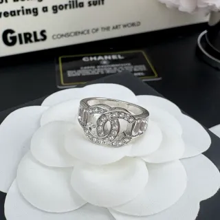 Chanel CC Ring Pavé Crystal Silver-Tone Ring