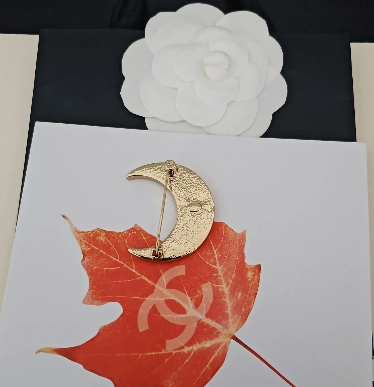 Chanel চাঁদের আধা চাঁদ এনামেল এবং ক্রিস্টাল ব্রোচ 2