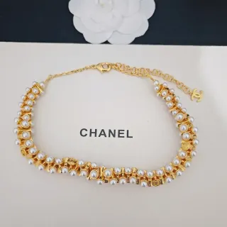 Chanel 金色双排珍珠手链
