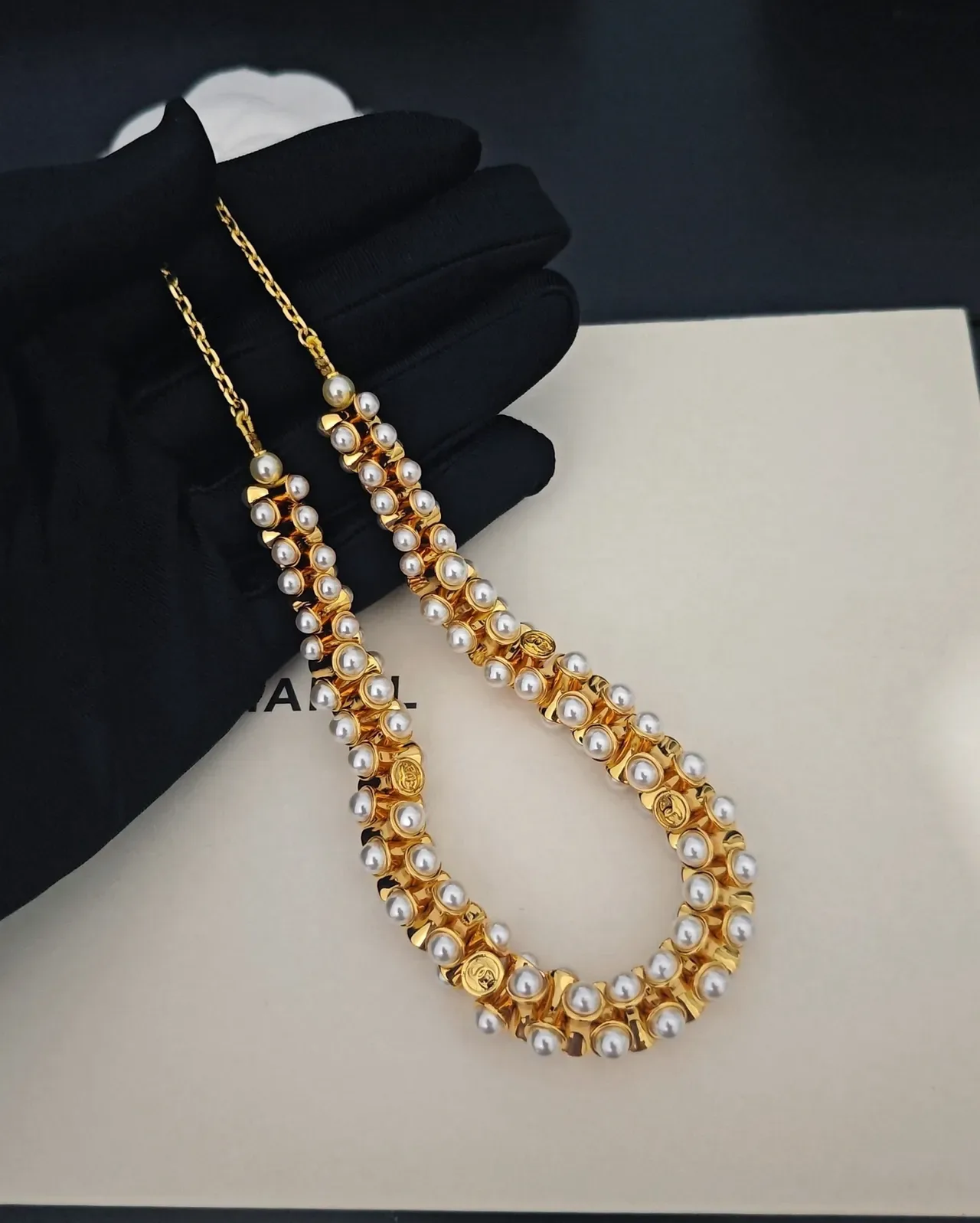 Chanel Bracelet Perles Doré Double Rang 2