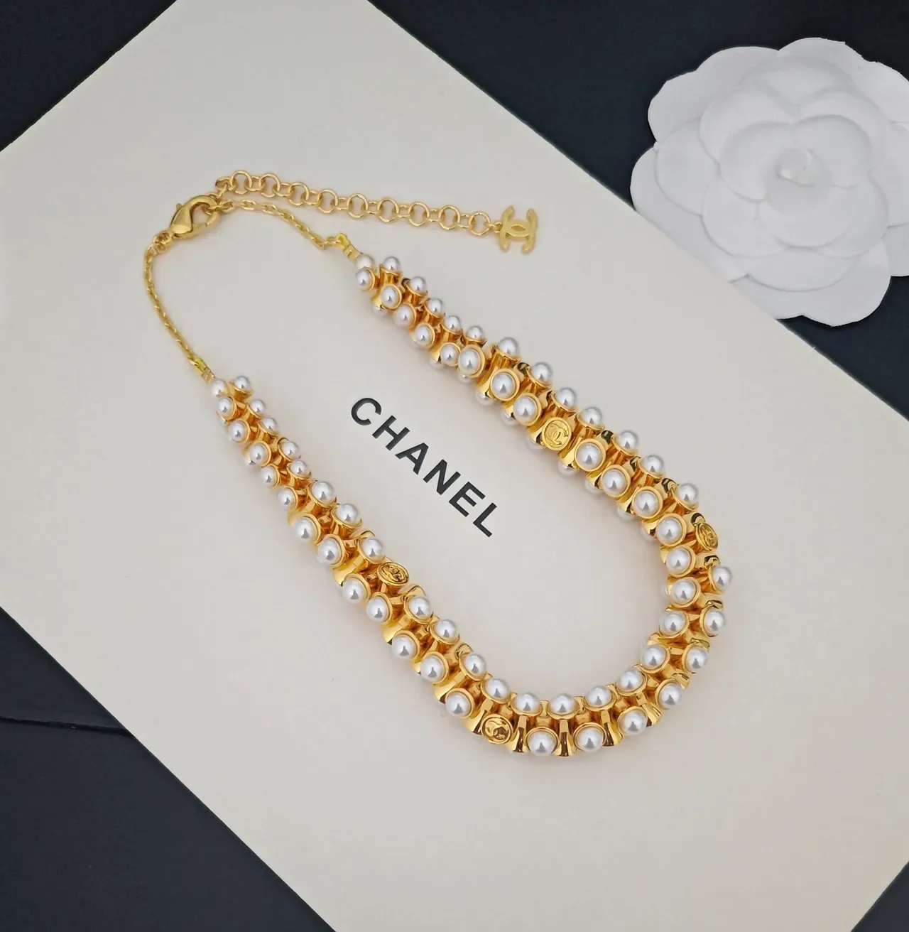 Chanel Bracelet Perles Doré Double Rang 3
