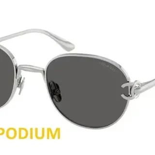 Chanel Podium نظارات شمسية إطار معدني بيضاوي رمادي داكن