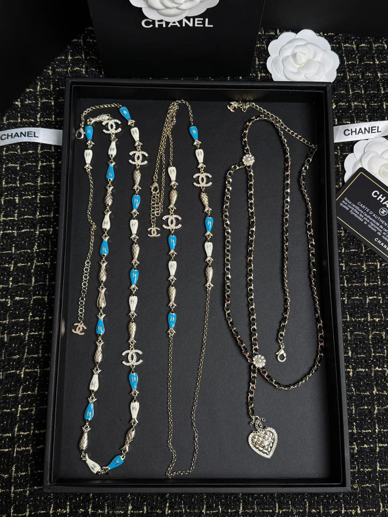 Chanel White Gold Multi-Strand Beaded Pearl And Crystal Embellished Necklace 6